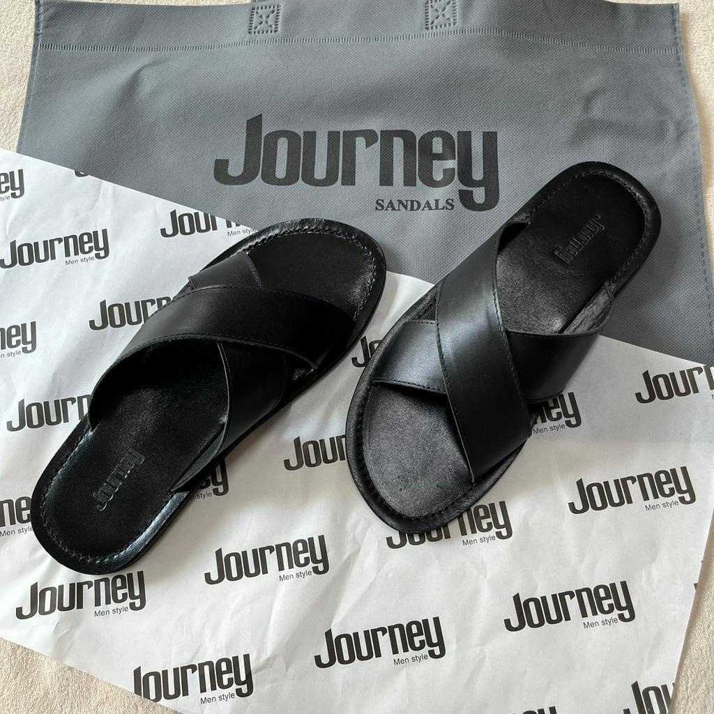 Dép Nam Nữ JOURNEY Quai Chéo 3 màu Đen, Nâu, trắng