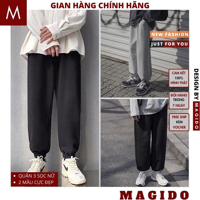 Quần Nỉ Bom Bo Chân 💚 Quần Nỉ Unisex Nam Nữ Form Rộng, jogger phong cách hàn quốc nam nữ MAGIDO