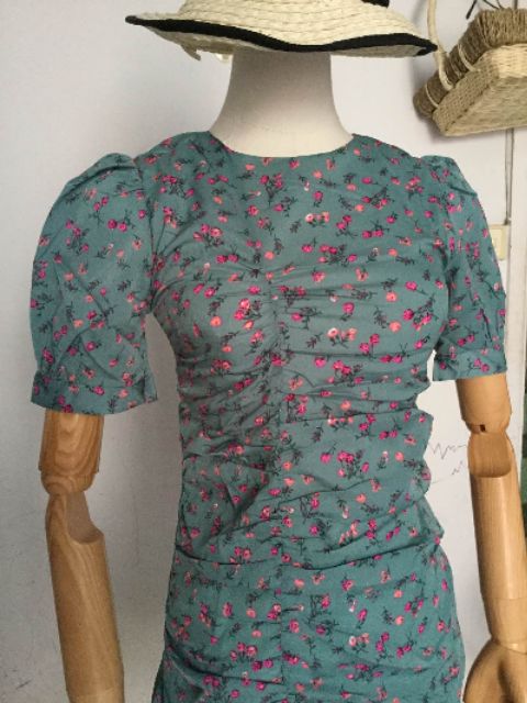 Nhập WAFS1921 giảm 15% tối đa 30k đơn 99k_ Đầm hoa nhún sườn (4 màu, ảnh thật)