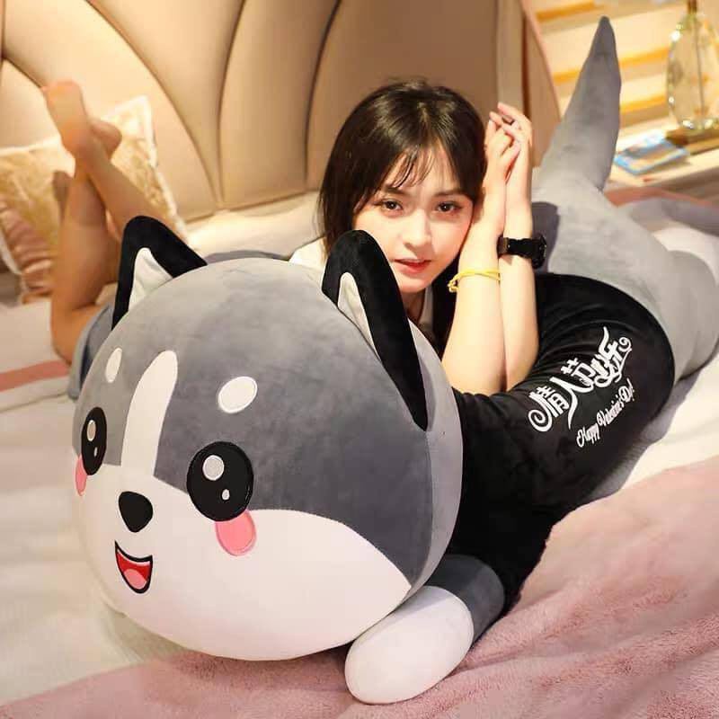 Gấu Bông Mèo Bông Siêu Hot, Chó Husky - Chất Liệu Cao Cấp - Vải Nhung Co Dãn 4 Chiều - Tiệm Gấu Xinh