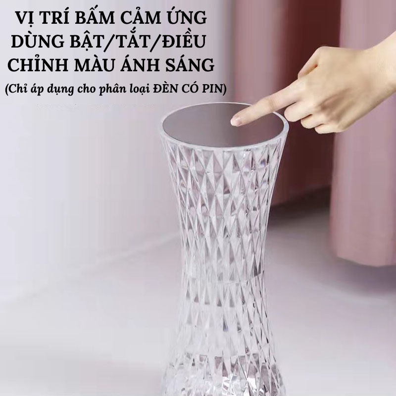 Đèn Ngủ Pha Lê Để Bàn LED Cảm Ứng, Sang Trọng Phong Cách Châu Âu HÌNH LỌ HOA VERSION 3 SONHOUSE