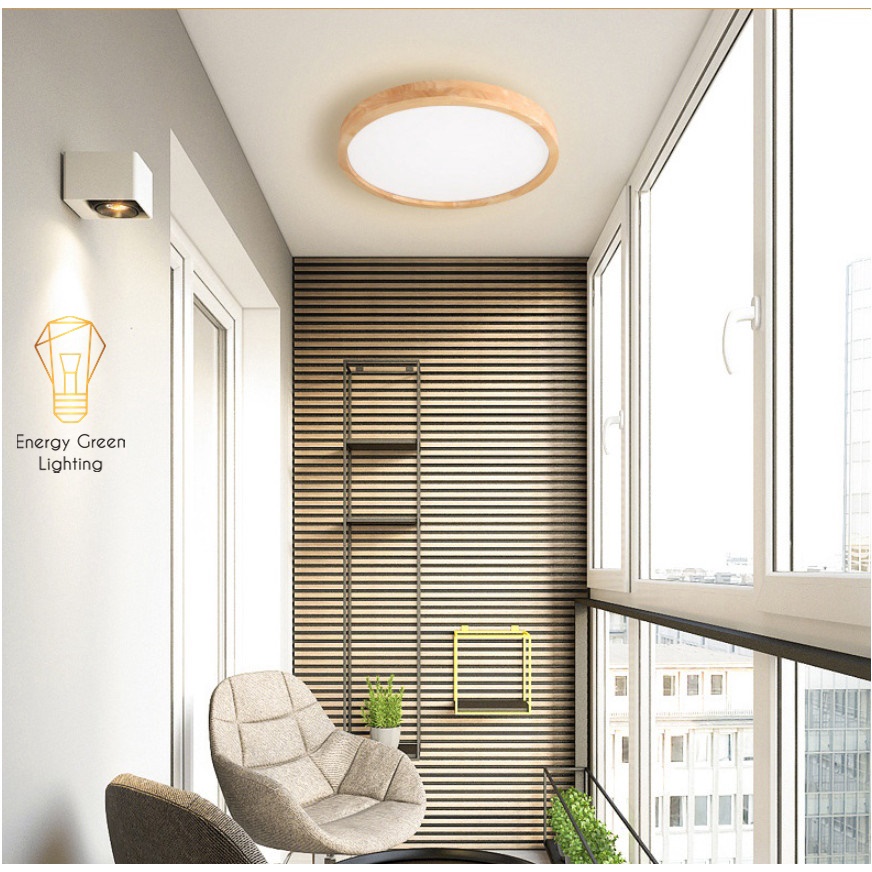 Đèn LED Ốp Trần Gỗ Energy Green Lighting OT-3027 - Đường Kính 40cm - Phong Cách Hiện Đại - 3 Chế Độ Ánh Sáng