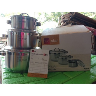 Bộ 3 nồi inox 3 đáy Five Star - vung inox