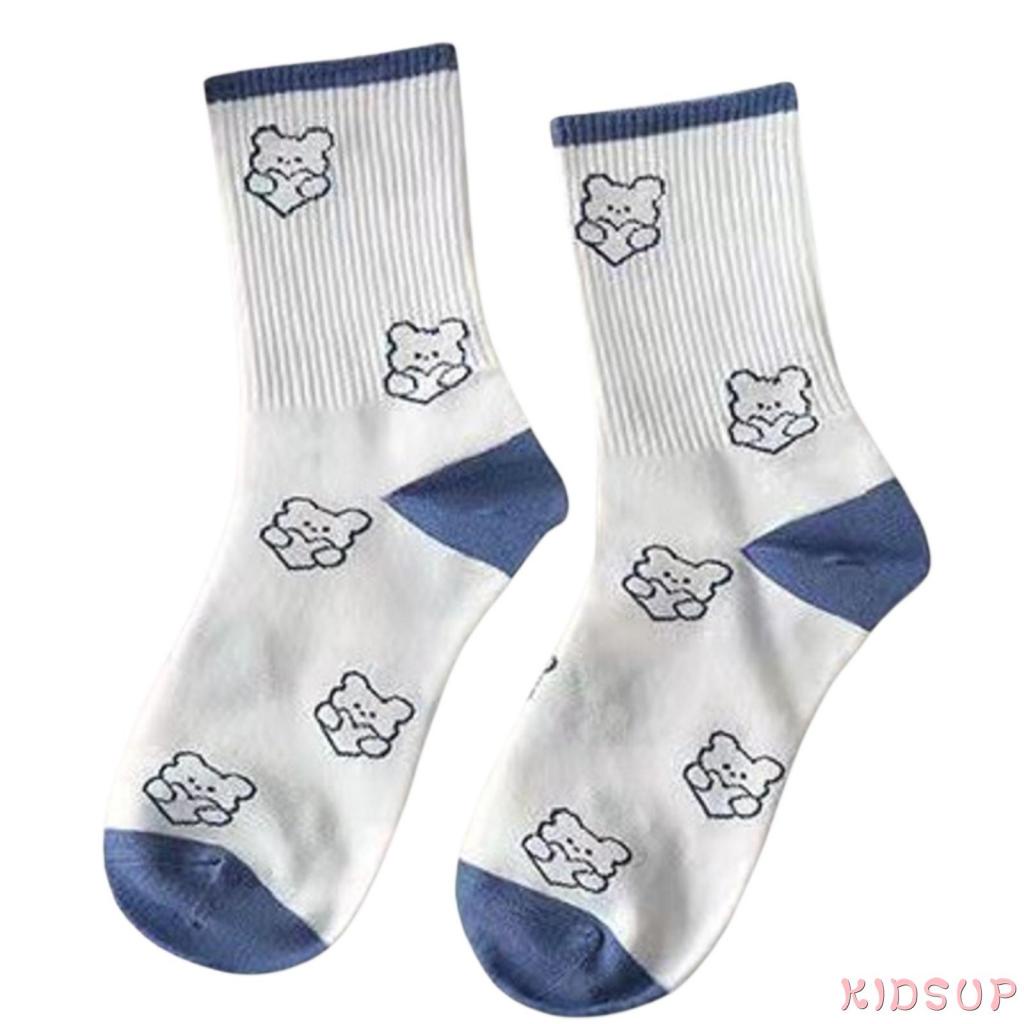 Tất dệt kim thoáng khí chống trượt in họa tiết hoạt hình dễ thương dành cho nữ