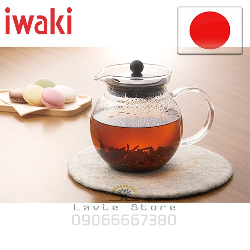 Bình trà thủy tinh Iwaki 640ml, chịu nhiêt [nhập khẩu]