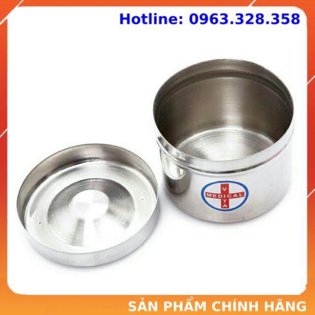 Hộp inox y tế tròn loại nhỏ , hộp đựng bông gòn