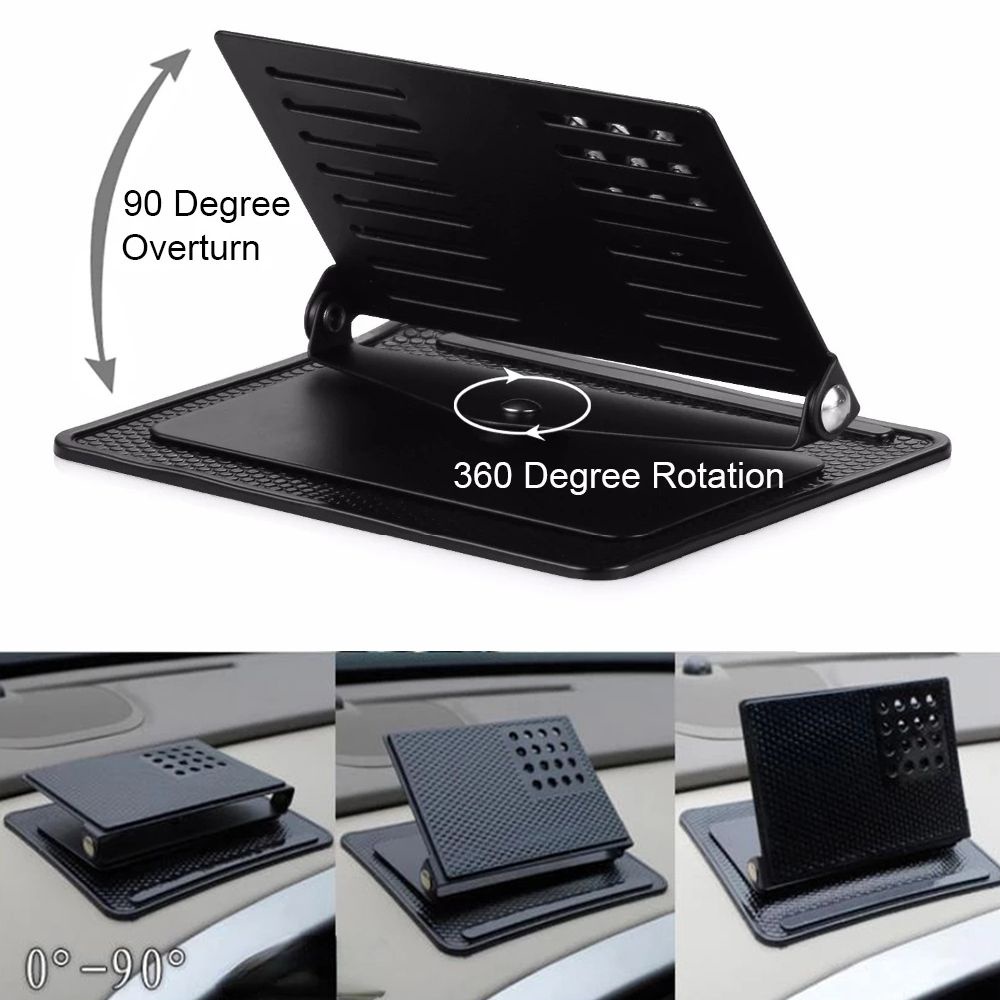 Tấm Lót Silicon Chống Trượt Có Thể Điều Chỉnh Xoay 360 Độ Màu Đen Gắn Bảng Điều Khiển Cho Xe Hơi