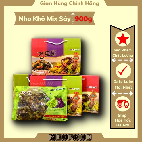 Nho khô Hàn Quốc cao cấp Loại 1 (Tặng kèm túi) , Nho Khô Thập Cẩm Mix Vị Siêu Ngon 900G