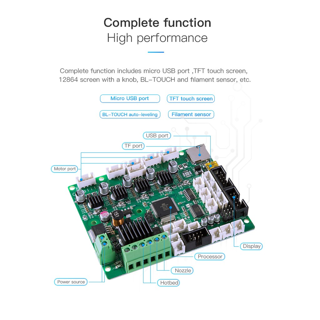 Board điều khiển Motherboard PCBA V2.2 cho máy in 3d Ender 5 Plus và CR-10 series..