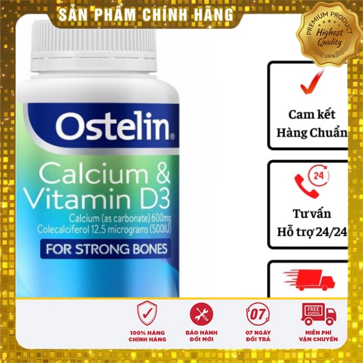 [Chính Hãng] OSTELIN CALCI VITAMIN D3 130 VIÊN -Calci ostelin bầu 130v  Date mới - Canxi cho bầu