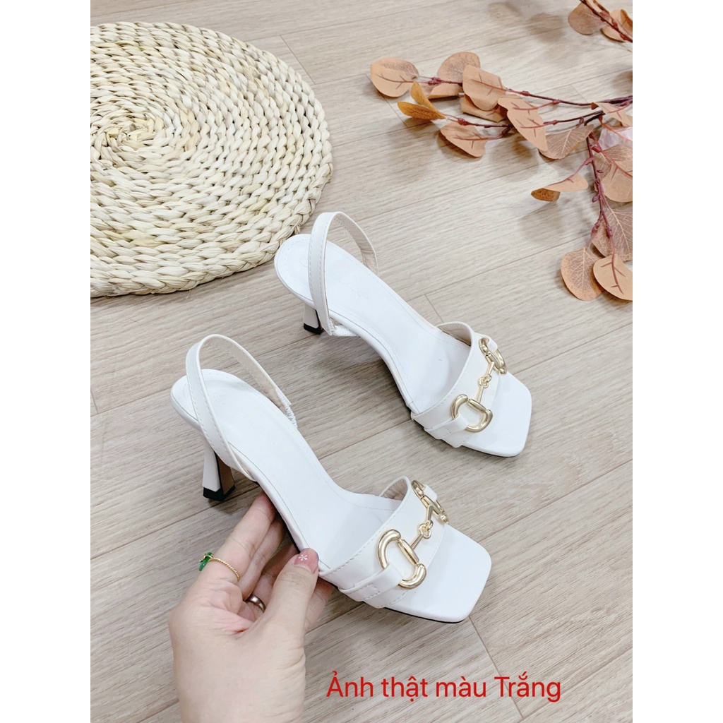 Sandal cao gót chun sau 7cm quai tag xích