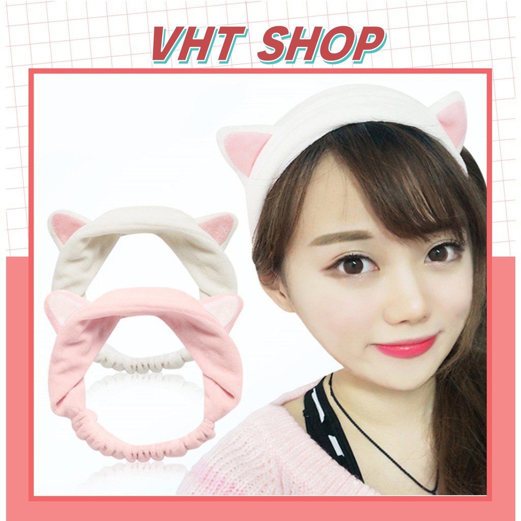 Băng đô rửa mặt, băng đô cài tóc nữ skincare tai mèo cute dễ thương thời trang Hàn Quốc BD01 - VHT SHOP