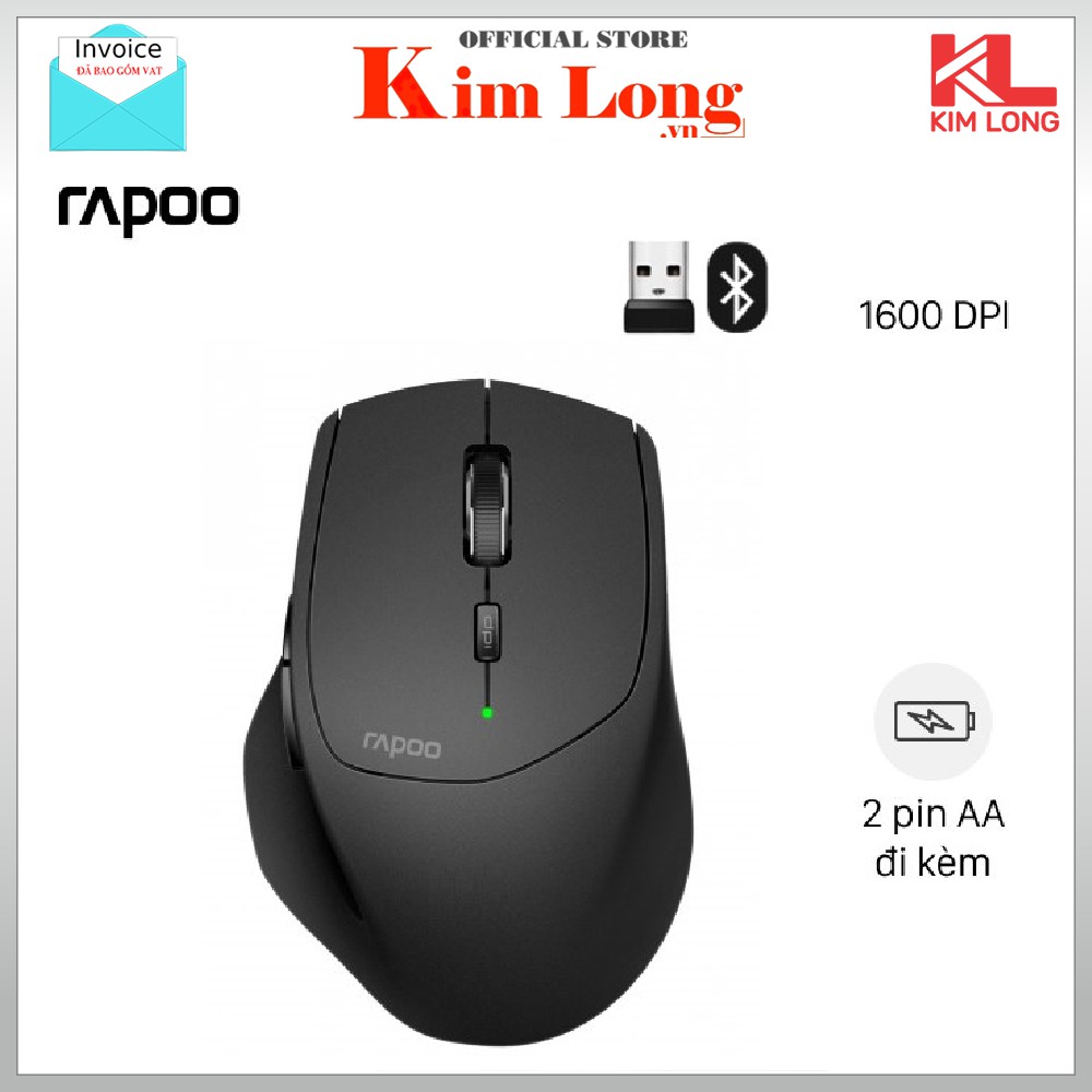 Chuột không dây Bluetooth Rapoo MT550 đa thiết bị - Bluetooth 3.0/4.0 I wiless 2.4 GHz - Bảo hành 2 năm