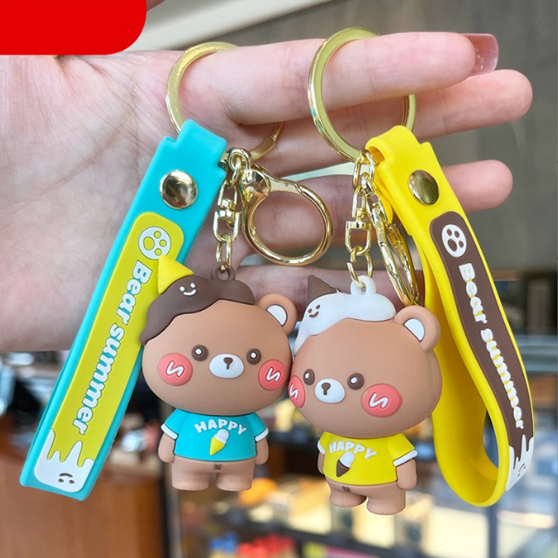 Móc Khóa Cao Cấp Hình Gấu Kem Cute phụ kiện Túi Xách dễ thương -Minkey