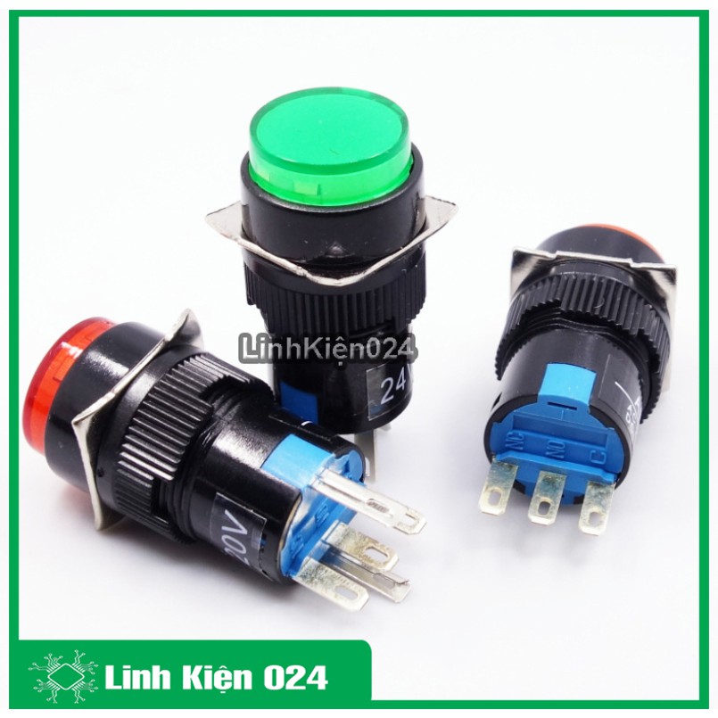 Nút Nhấn Đề 15mm-220VAC AL6- A Nhấn Giữ Có Đèn