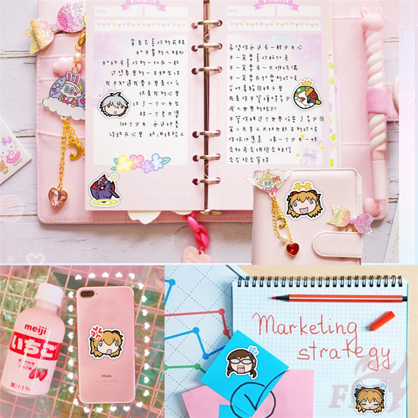 Set 40 miếng dán hình nhân vật Neon Genesis Evangelion Ayanami Rei dùng trang trí nhật ký/laptop/vali/ván trượt