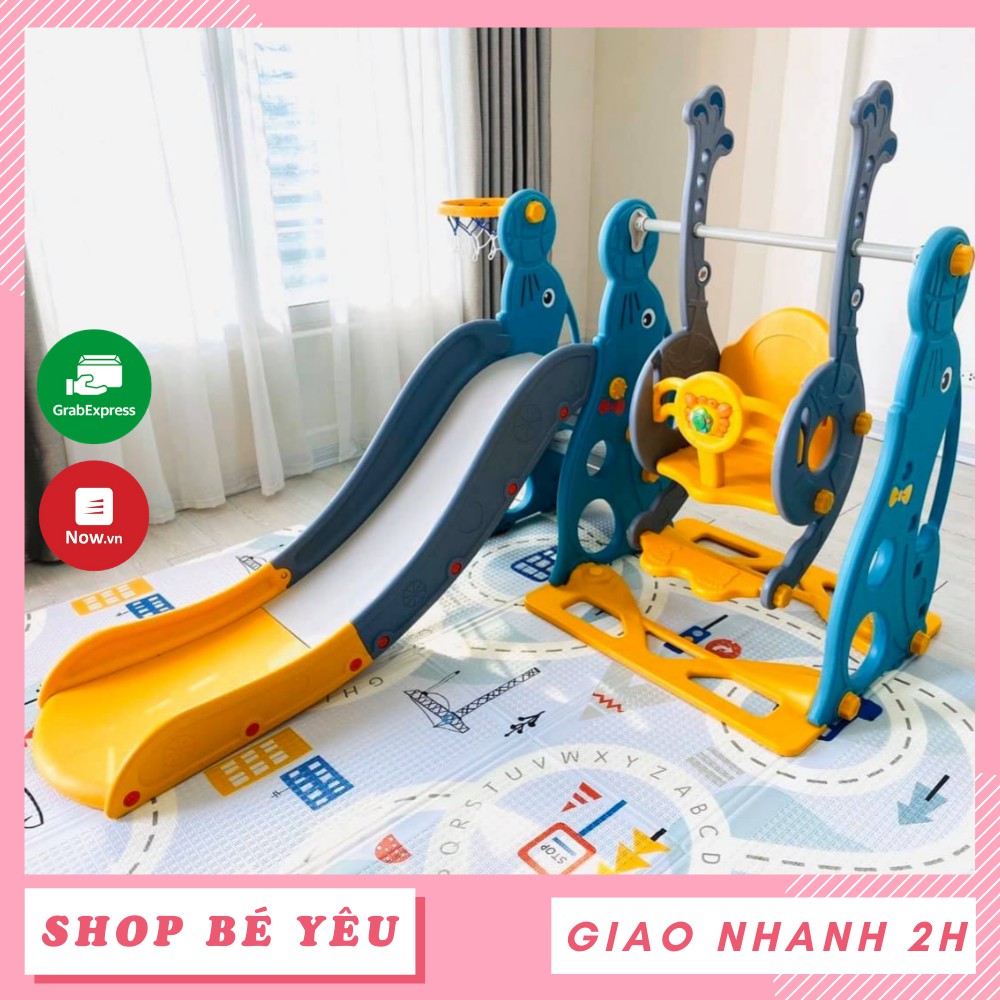 Cầu trượt cho bé  𝑭𝒓𝒆𝒆𝒔𝒉𝒊𝒑  Cầu trượt xích đu hải cẩu HONPER / HOLLA cho bé màu xanh lá