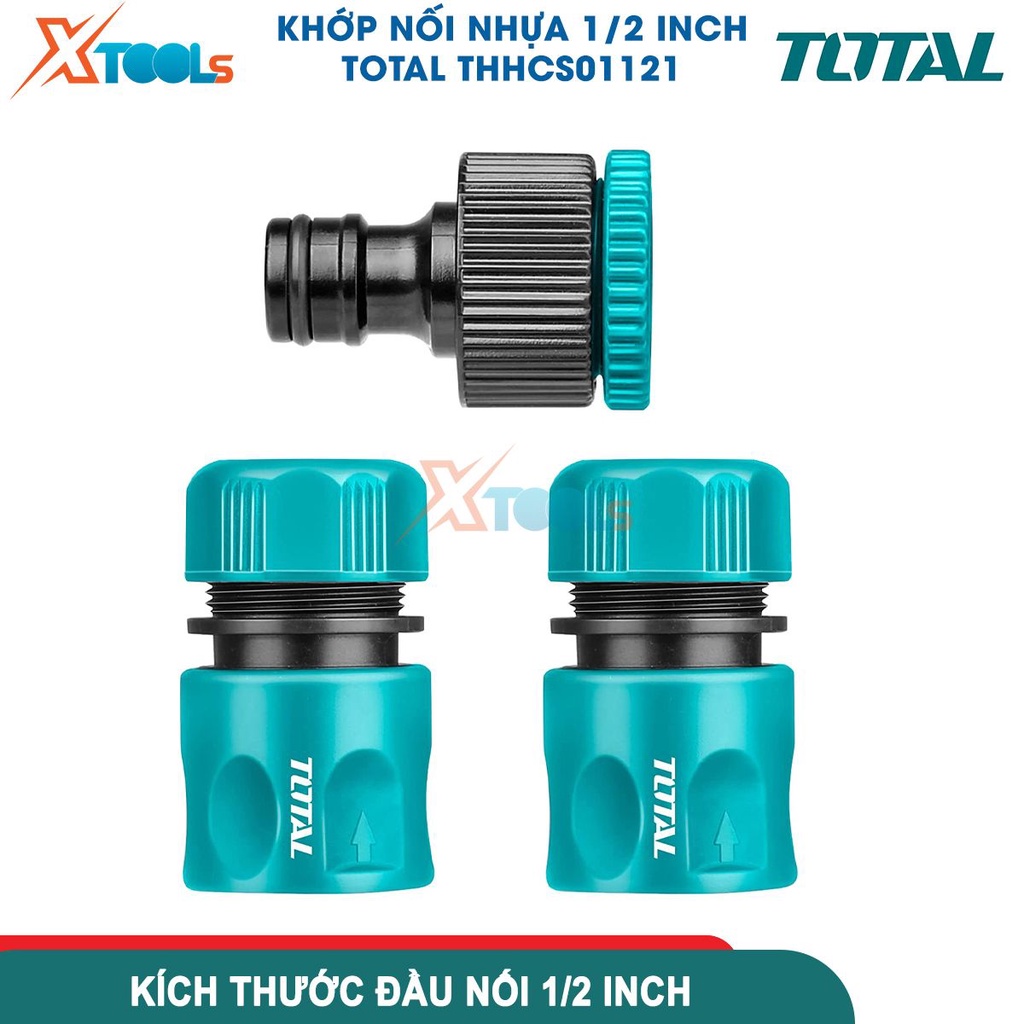 Khớp nối ống nước nhựa 1/2&quot; phi 21 Total THHCS01121 nối ống mềm với vòi nước, nối 2 ống với nhau, nhựa-CHÍNH HÃNG-XTOOLS