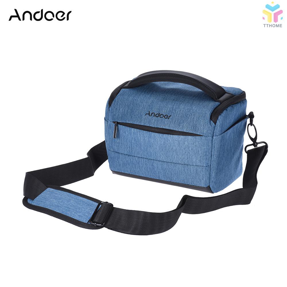 T&T Andoer Cuboid-shaped DSLR Camera Shoulder Bag Portable Fashion Polyester Camera Case for 1 Camera 2 Lenses and Small