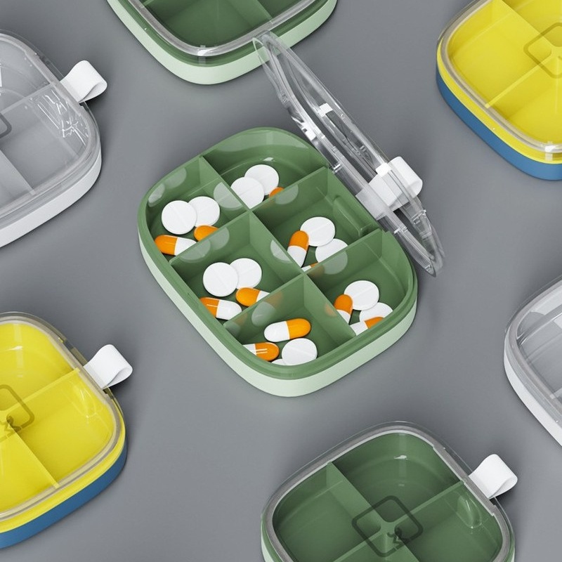 Hộp Đựng Thuốc Mini 4 / 6 Ngăn Chống Ẩm Chống Bụi Tiện Dụng