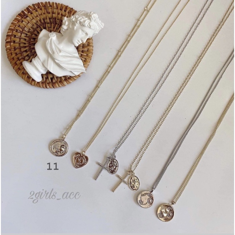 Vòng cổ xi mạ vintage tone vàng bạc