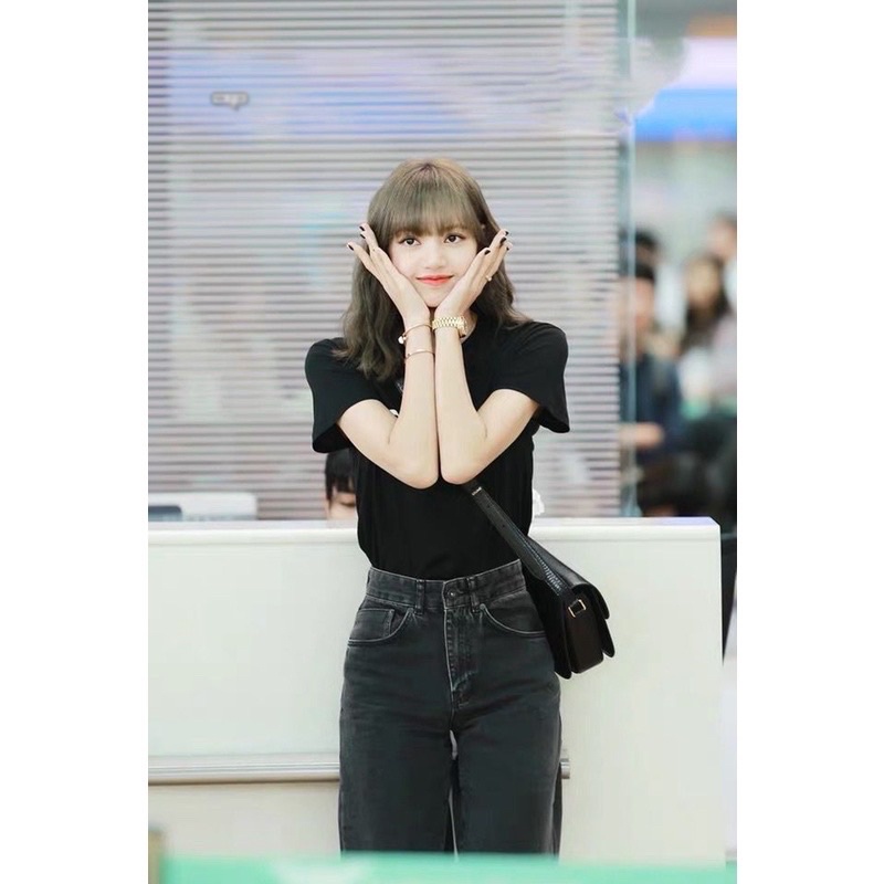 Quần jeans đen ống rộng giống Jennie & Lisa BLACKPINK
