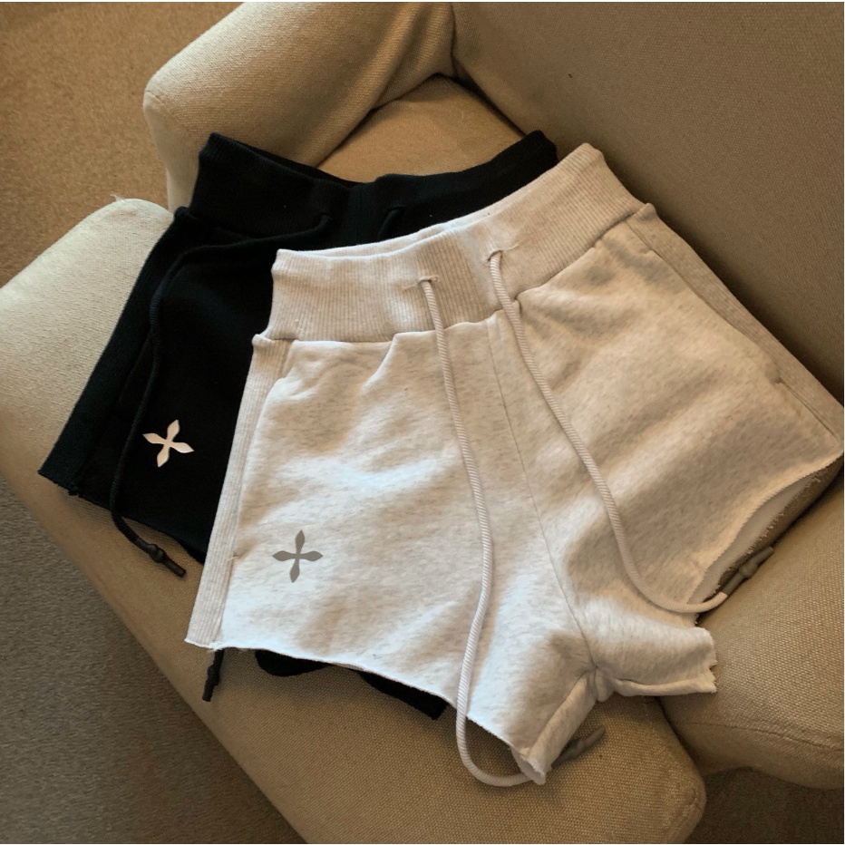 Quần Short Thể Thao Dáng Chữ a Lưng Cao Ống Rộng Màu Trơn Dễ Phối Đồ Thời Trang Phong Cách Hàn Quốc Cho Nữ