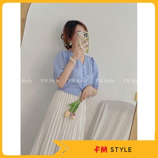 Áo kiểu cổ V phối nút bọc HG0206A, trưởng thành, thời trang, năng động