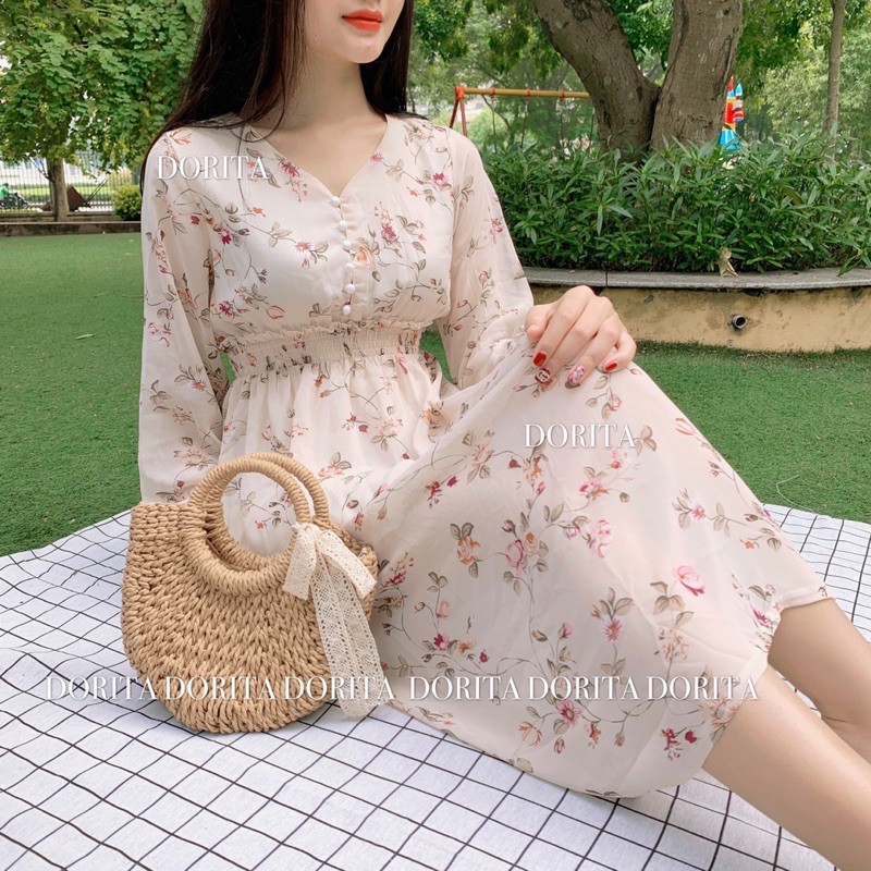Váy Babydoll tiểu thư trễ vai Voan tơ Hàn Quốc, Đầm Babydoll Voan tơ Lizi | BigBuy360 - bigbuy360.vn