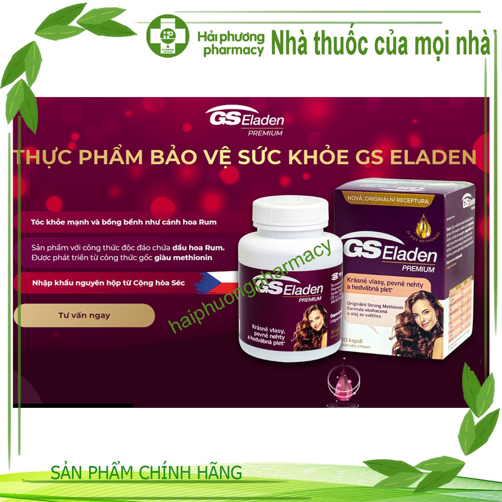 GS Eladen Premium.Giúp Da,Tóc Móng Chắc Khỏe.Giảm Tóc Rụng,Khô Xơ.Giúp Da Khỏe Đẹp ( lọ 30 vien)
