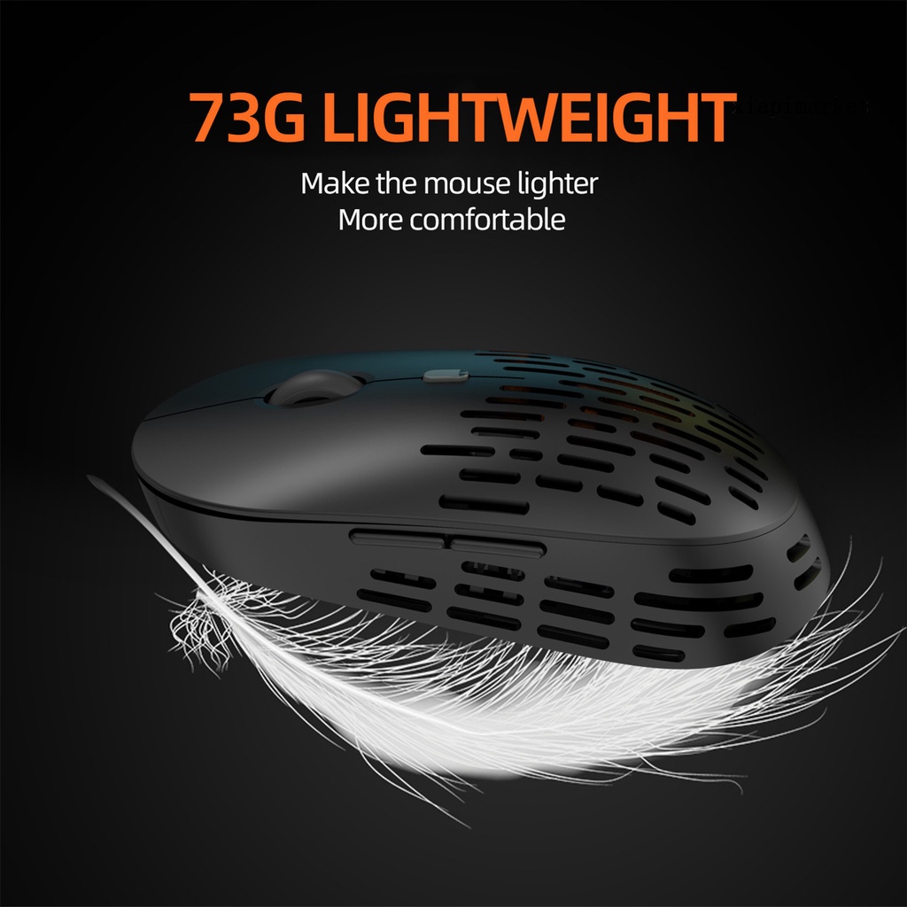 LOP_6 Buttons 1600dpi 2.4G Luminous Hole Rechargeable Wireless Mute Gaming Mouse