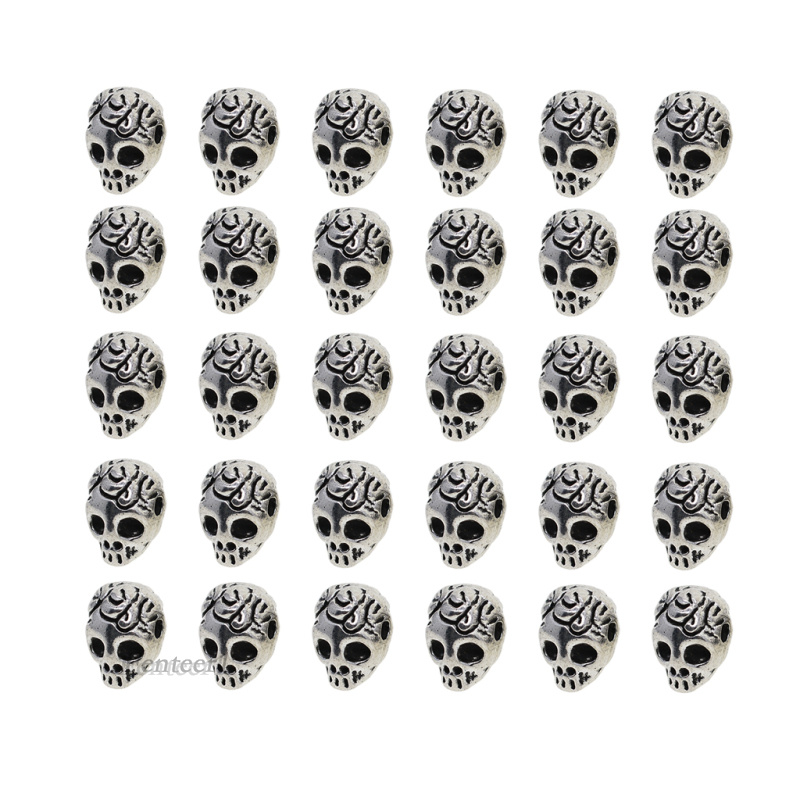 Set 30 hạt xỏ làm đồ trang sức thủ công hình đầu lâu phong cách Tây Tạng