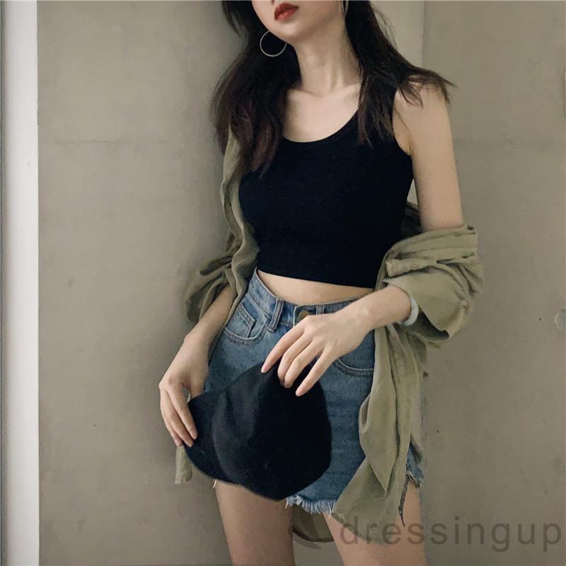 [Mã FAMAYWA giảm 10K đơn 50K] Áo crop top ba lỗ màu trơn đơn giản năng động cho nữ