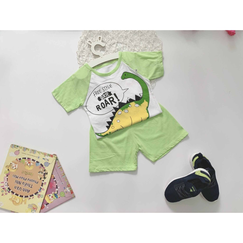 [MẪU MỚI] BỘ CỘC TAY CHẤT COTTON XUẤT XỊN IN HÌNH KHỦNG LONG CHO BÉ TRAI DỄ THƯƠNG 10-24KG. ẢNH CHỤP THẬT. VIDEO THẬT