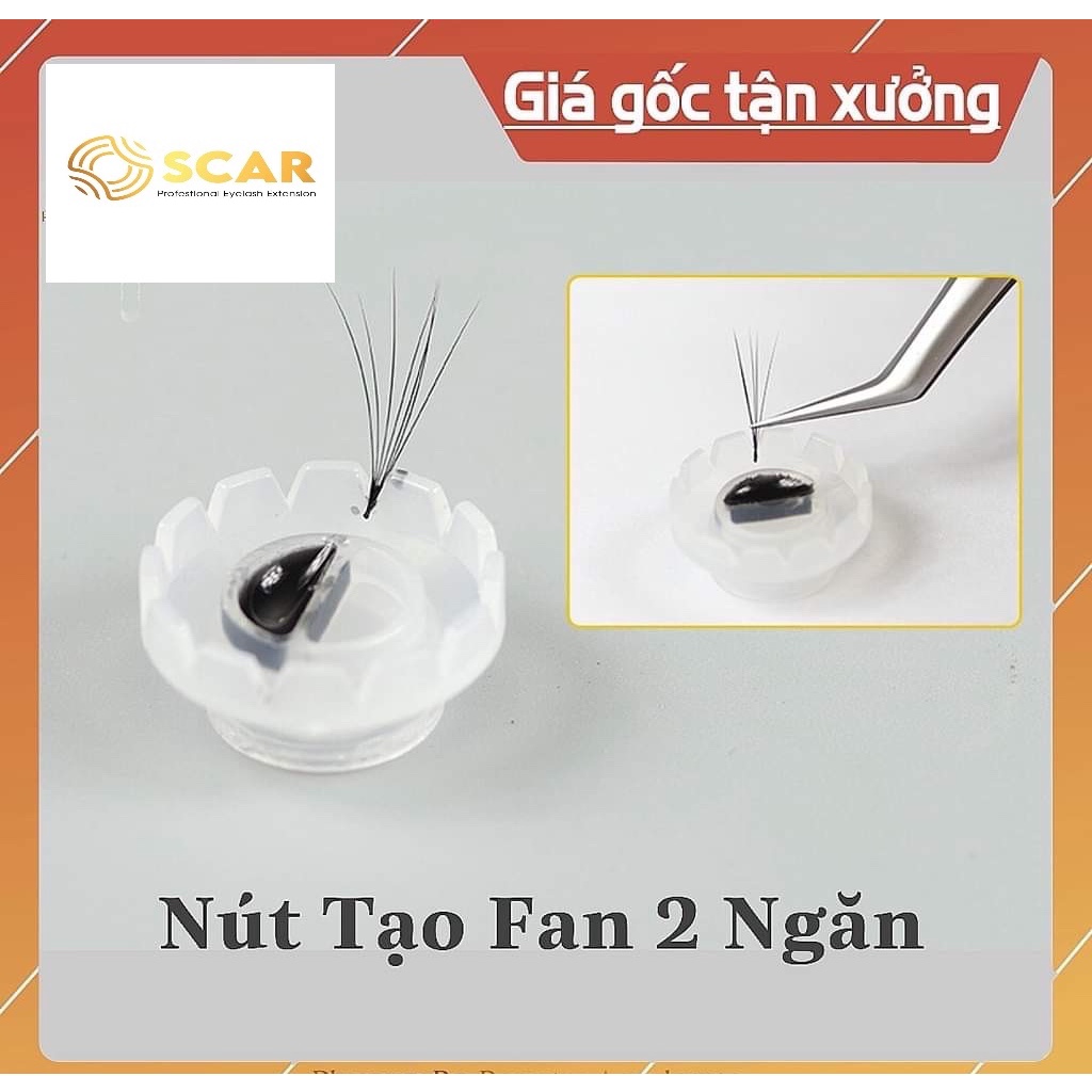 Nút đựng keo nối mi, tạo fan 2 ngăn (100nút/bịch)_Dụng cụ nối mi