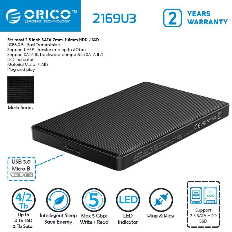 Hộp Đựng Ổ Cứng Ngoài Orico 2169u3 2.5inch Usb 3.0