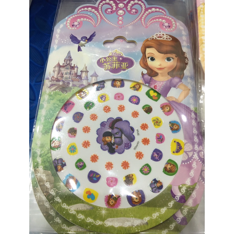Miếng dán móng tay không thấm nước hình công chúa Elsa / chuột Mickey 3D lấp lánh đáng yêu E263