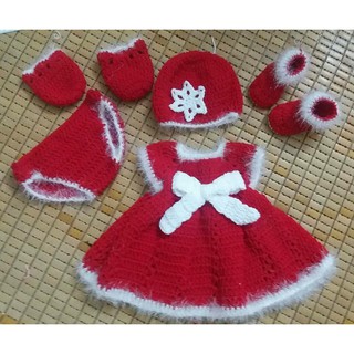 bộ đồ noel giáng sinh len 5 món cho bé gái