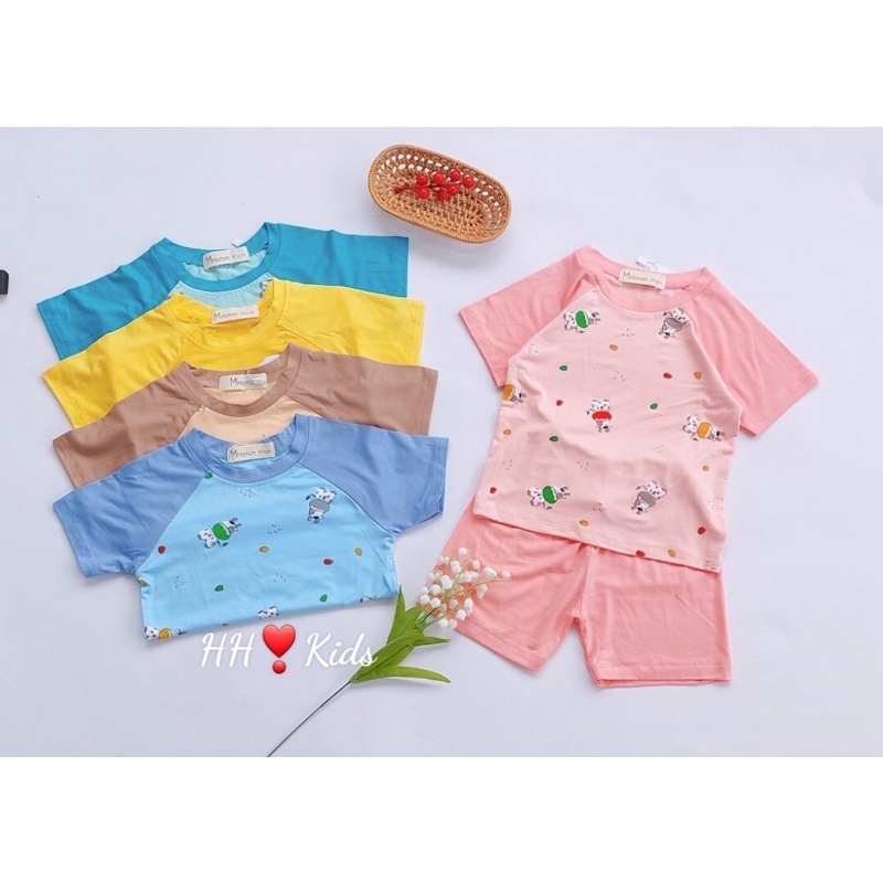 Bộ cộc thun lạnh bò sữa tay phối màu chất mềm mát cho bé