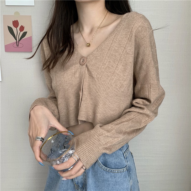 [FREESHIP] Áo cardigan len 2 cúc giữa Ulzzang (hàng QC) - Kèm ảnh thật