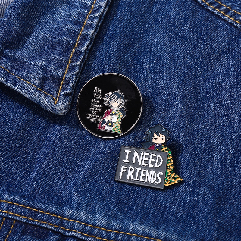 Ghim Cài Áo Kim Loại Tròn In Hoạt Hình Ghost Killing Blade