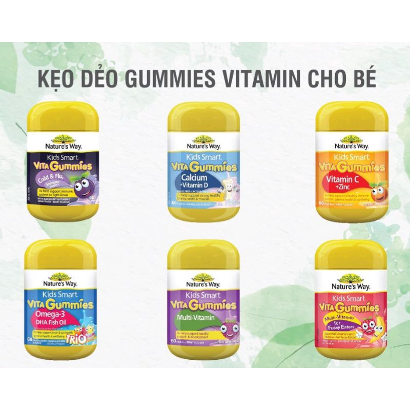 [HÀNG ÚC] Kẹo dẻo Nature’s Way Vita Gummy 60 viên.