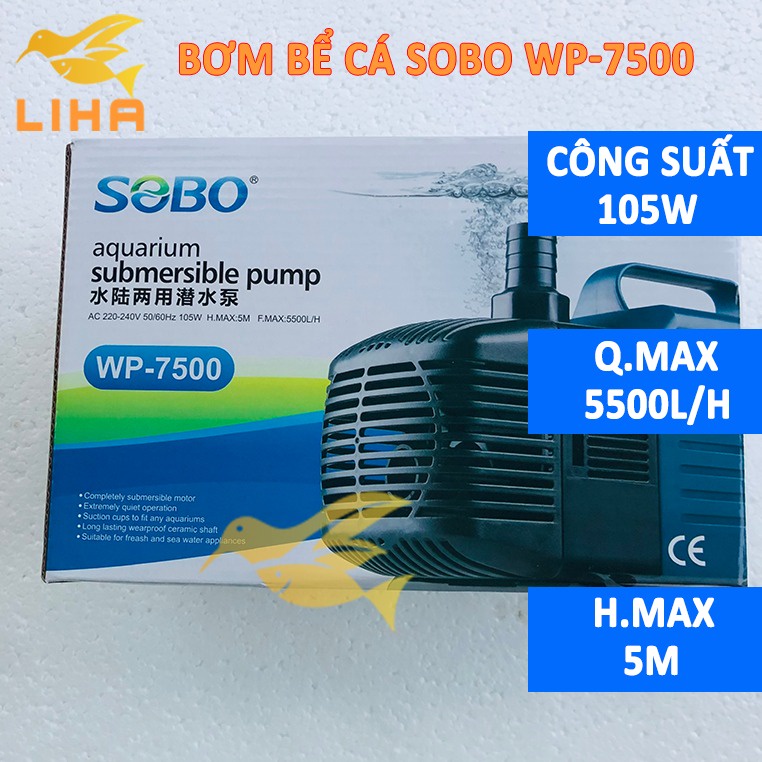 Máy Bơm Sobo WP-7500 (105W-5500L/H-5M) - Máy Bơm Nước Cho Hồ Cá