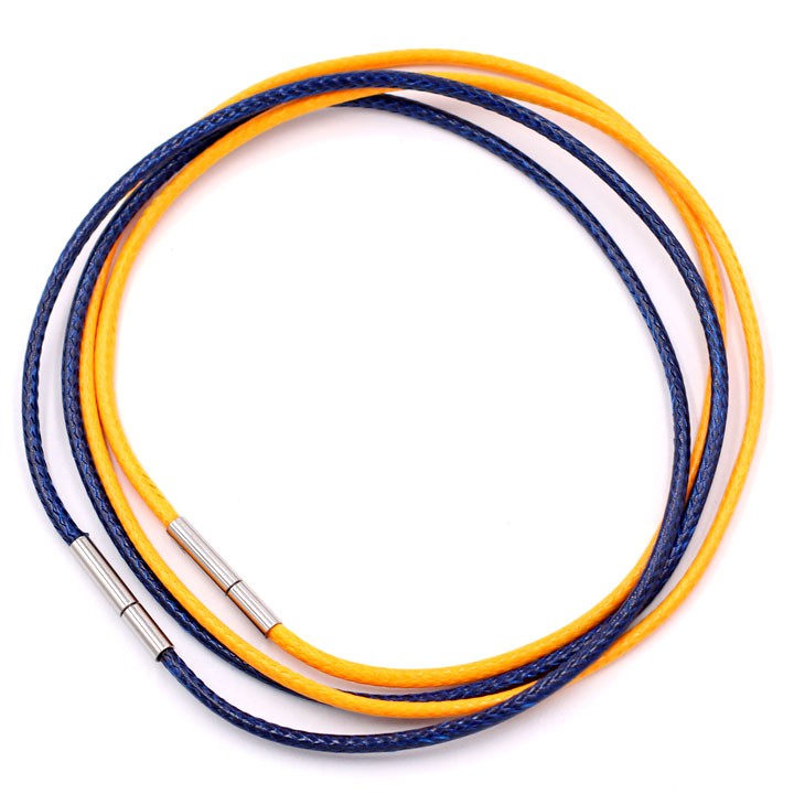 Combo 2 dây vòng cổ cao su xanh dương - vàng móc inox DCSXDV1 - Dây dù bọc cao su