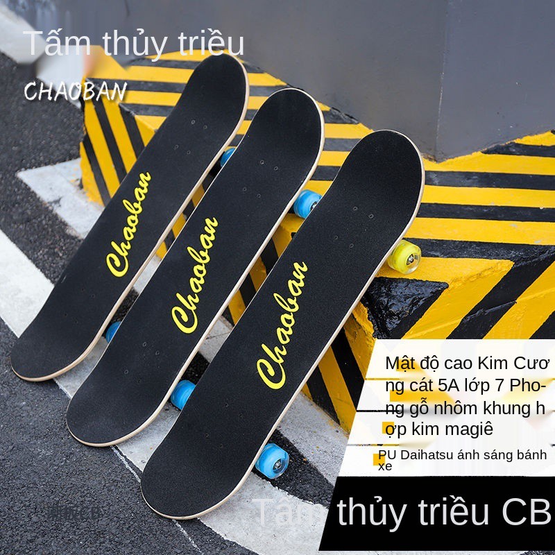 [Tide Board] Ván trượt hợp thời trang dành cho trẻ em Xe bốn bánh chuyên nghiệp Double Rocker Girls Skateboard Heart
