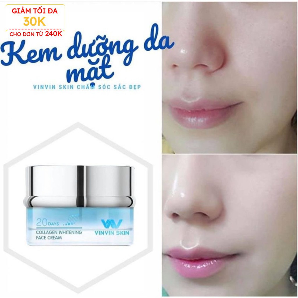 KEM DƯỠNG TRẮNG PHỤC HỒI DA BỊ HƯ TỔN - Collagen Whitening Face Cream - Vinvinskin