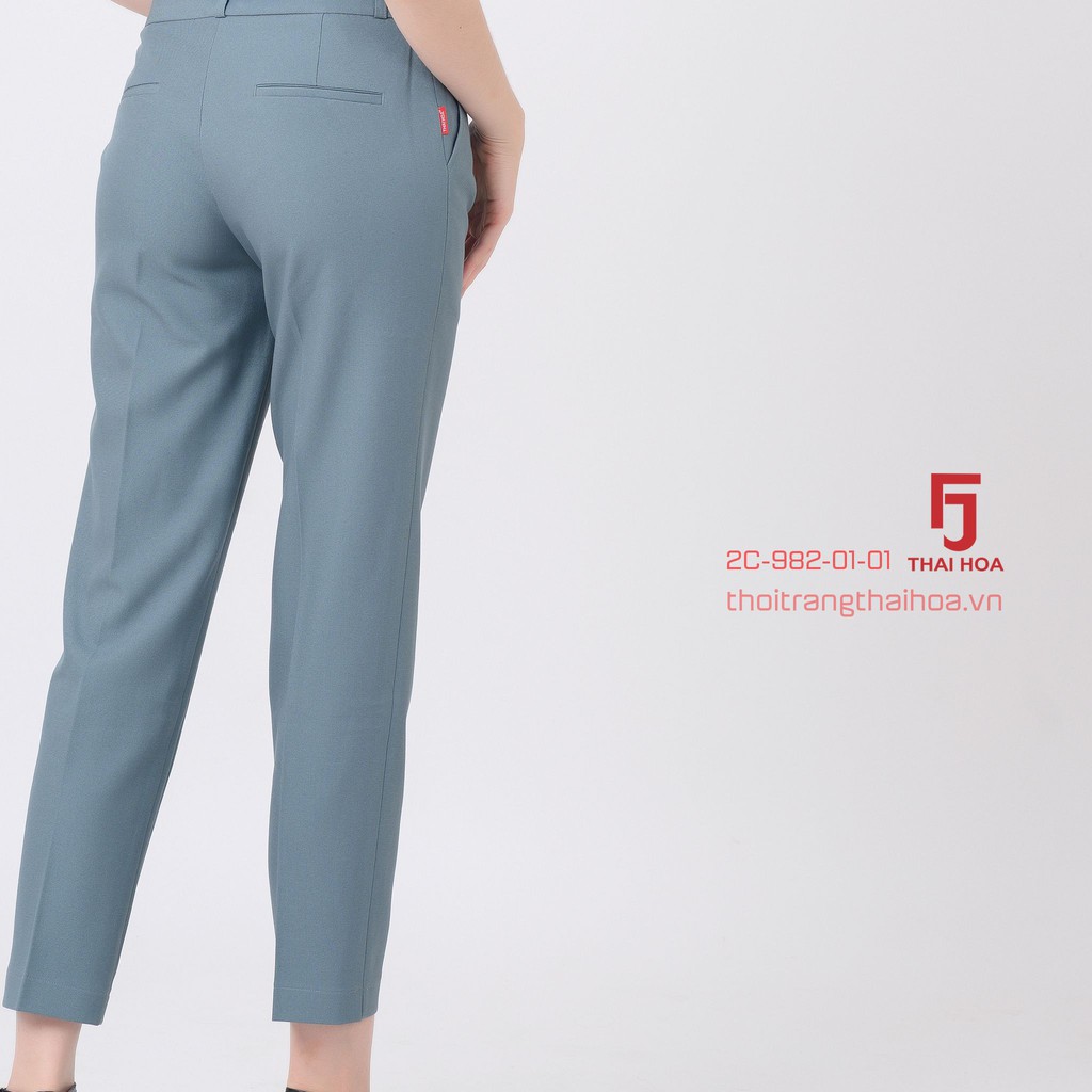 Quần tây nữ công sở bigisize màu xanh ngọc 9 tấc trơn Thái Hoà 2c982-01-01