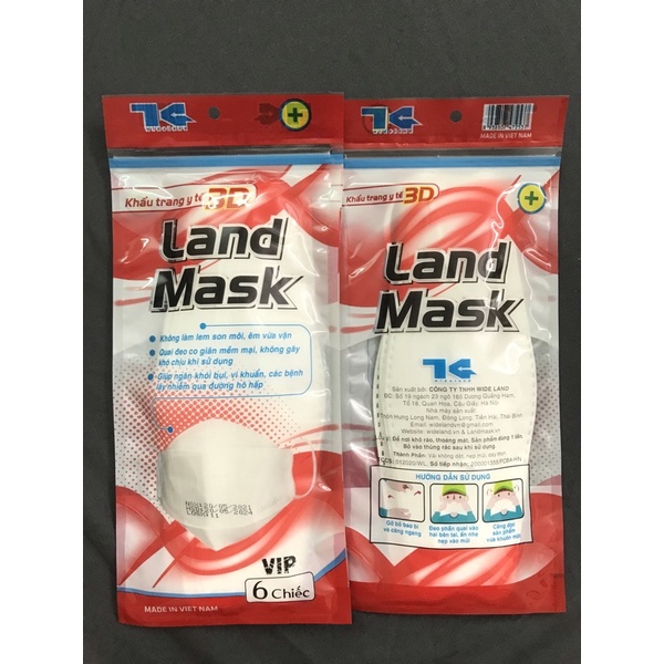 [Land mask Vip túi đỏ]Khẩu trang y tế 3D Land mask tiêu chuẩn kf94 cao cấp xuất khẩu