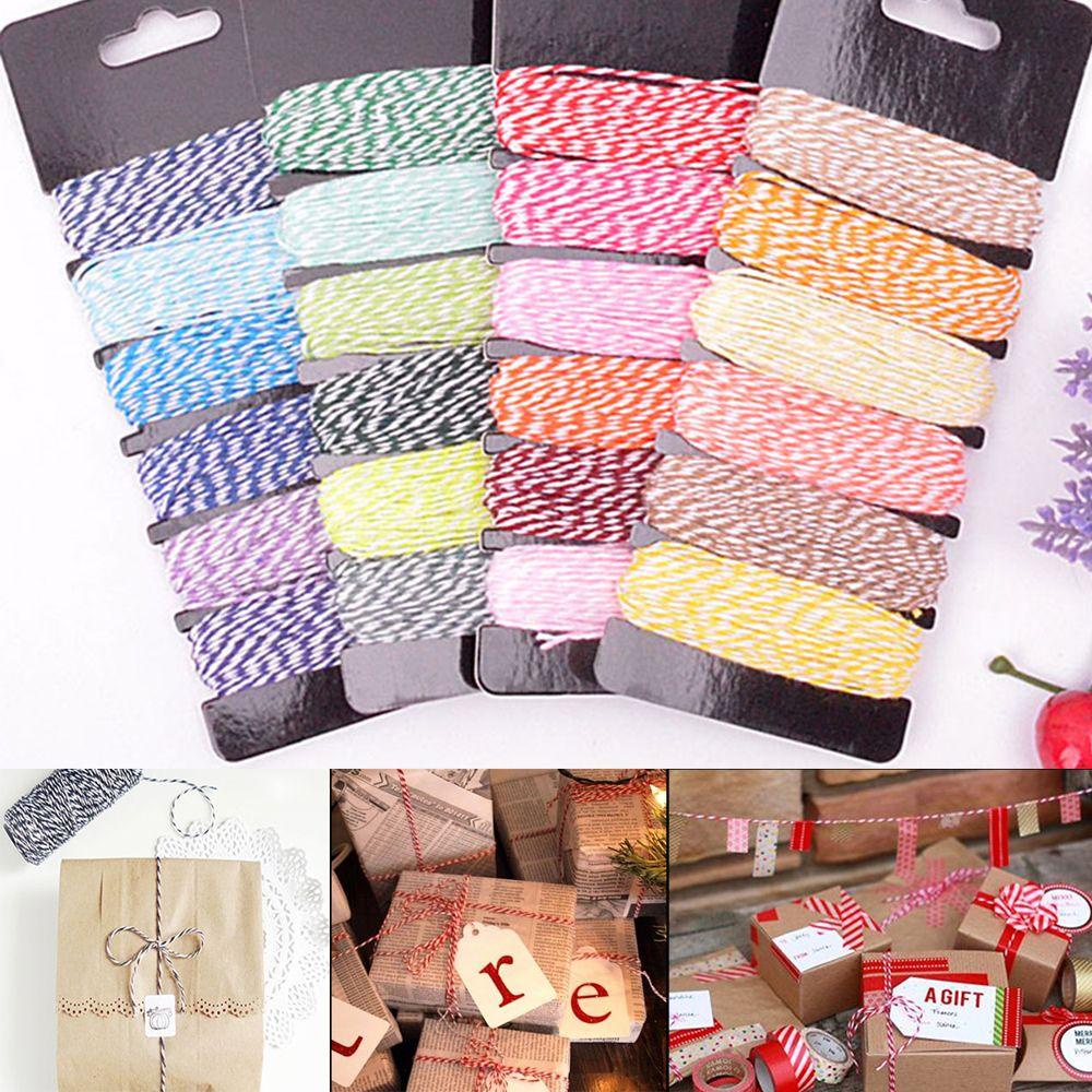 YOLA Bộ 4 Cuộn Dây Cotton Mỏng In Họa Tiết Dùng Trang Trí DIY