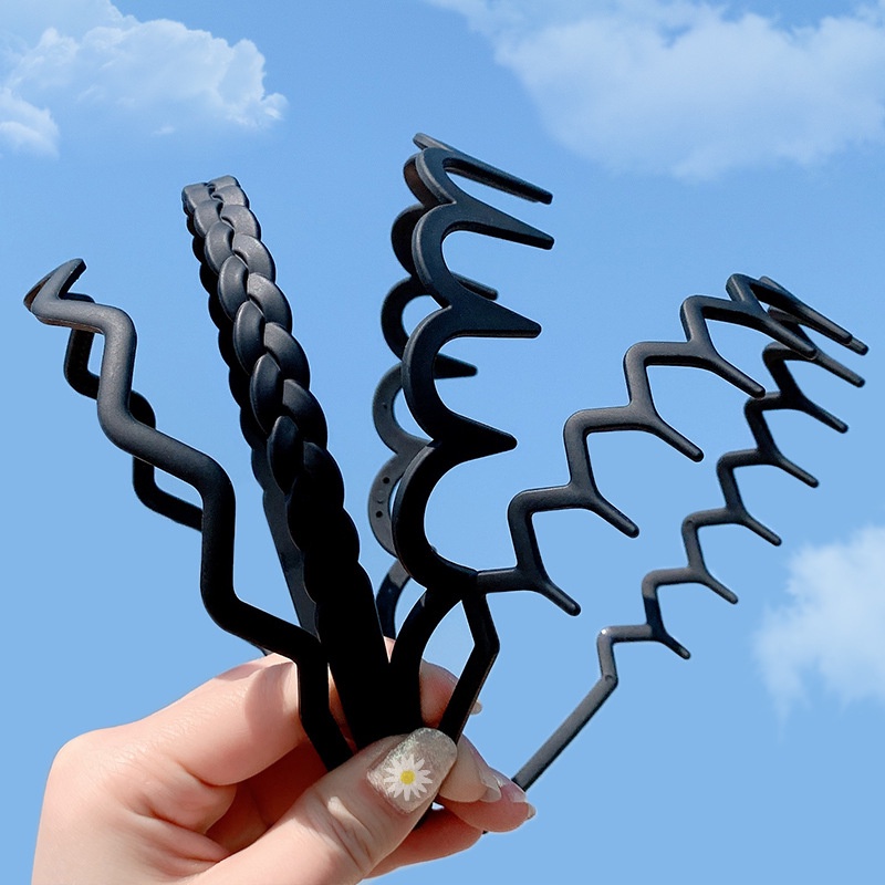 Băng Đô Cài Tóc Rửa Mặt Màu Đen Đơn Giản Chống Trượt Kiểu Hàn Quốc Thời Trang Cho Nam Nữ